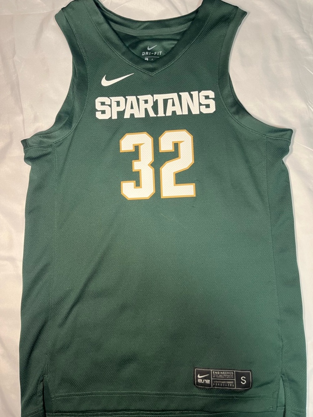 MSU Spartans Basketball Nike Elite #32 Green Dri-FIT‎ Jersey Mens Small NCAA